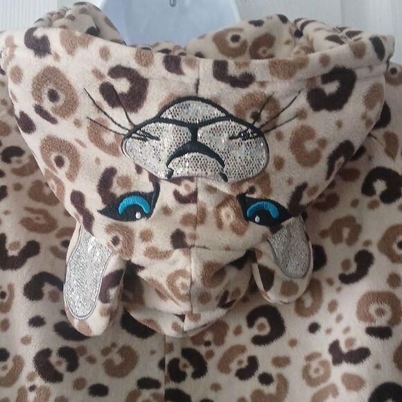 Joe Boxer Leopard print hooded onesie pajama coverall Sz  XL EUC - Picture 8 of 9